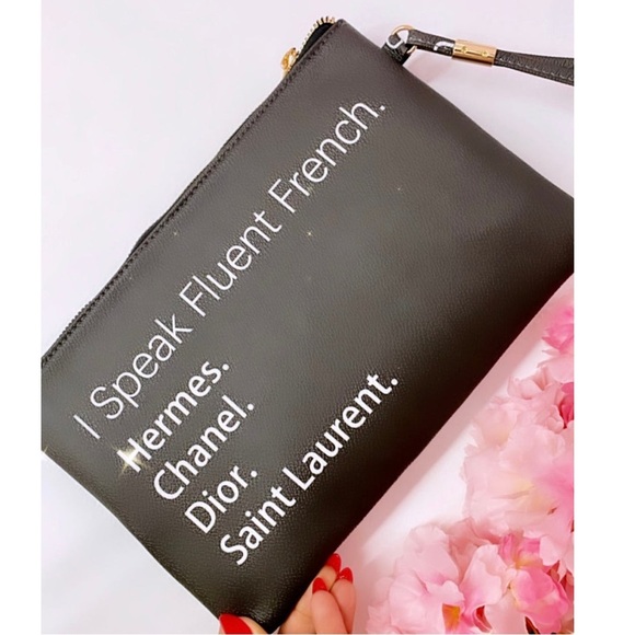 I Speak Fluent French Faux Leather Clutch - Picture 1 of 7